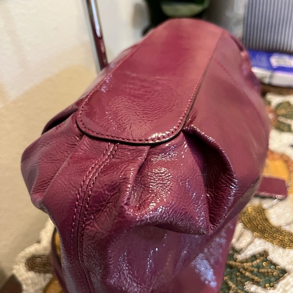Coach purple patent leather satchel with gold toned hardware. NWOT - Picture 10 of 12